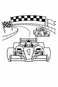 tegning af racerbil på bane – coloring book
