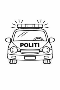 tegning af politibil med blinklys – simple outline