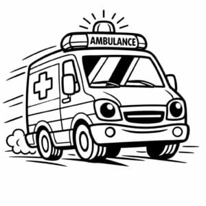 tegning af ambulance i fart - dynamic outline