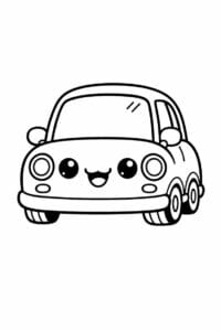 tegning af cute lille bil med smil – kawaii