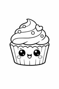 tegning af cute cupcake med ansigt – kawaii