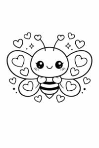 tegning af cute sommerfugl med hjerter – kawaii