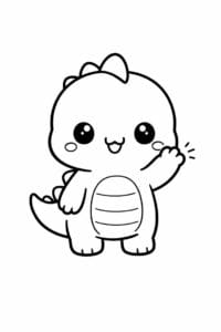 tegning af cute dinosaur der vinker – kawaii tegning af cute dinosaur der vinker – kawaii