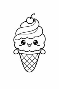 tegning af cute isvaffel med smil – kawaii