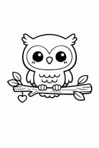tegning af cute ugle på gren – kawaii