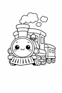 tegning af cute tog med ansigt – kawaii