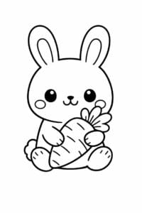 tegning af cute kanin med gulerod – kawaii