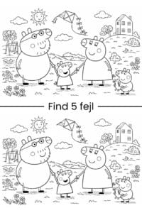 Find 5 fejl opgave af Gurli Gris og hendes familie