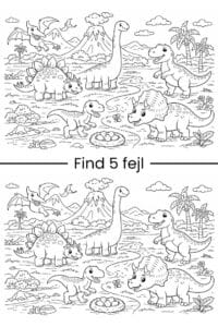 Find 5 fejl opgave af glade dinosaurer