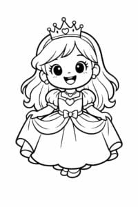 tegning af sød prinsesse med stort smil – cute cartoon