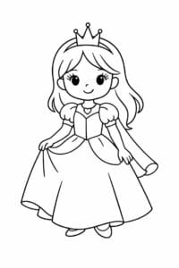 tegning af prinsesse i enkel stregtegning – simple line art