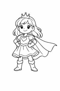 tegning af prinsesse med superheltekappe – superhero cartoon