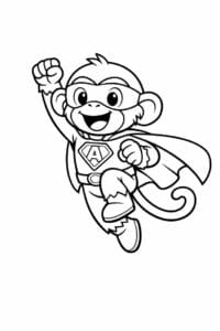 tegning af abe leger superhelt med kappe – fantasy cartoon