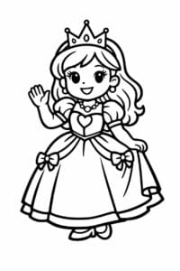 tegning af prinsesse i kraftige sorte streger – bold outline