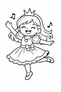 tegning af prinsesse danser glad – playful cartoon