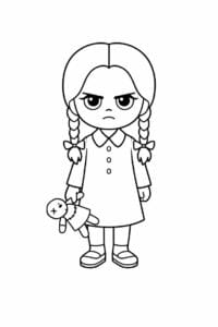 tegning af Wednesday i enkel stregtegning – simple line art