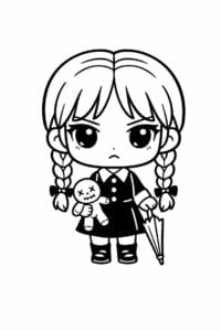 tegning af Wednesday i chibi stil – chibi