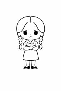 tegning af Wednesday i minimalistisk stil – minimalist cartoon