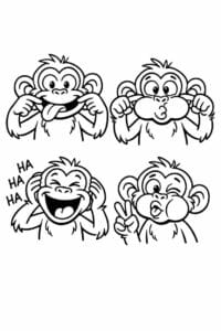 tegning af abe laver sjove ansigter – funny cartoon