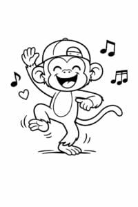 tegning af abe danser til musik – playful cartoon