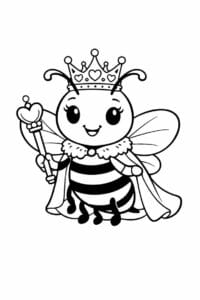 tegning af bi med krone som dronning – fairy tale