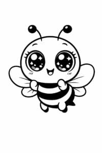 tegning af bi med store glitrende øjne – big eyes cartoon