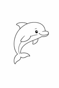 tegning af delfin i enkel stregtegning – simple line art