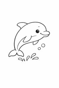 tegning af delfin i blød akvarelstil – watercolor style