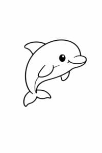 tegning af delfin i minimalistisk cartoonstil – minimalist cartoon