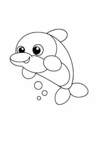 tegning af delfin lavet af runde former – soft shapes