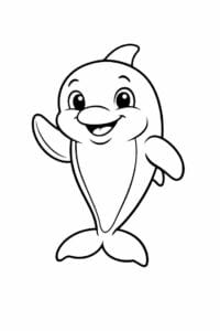 tegning af delfin med venligt ansigt – anthropomorphic