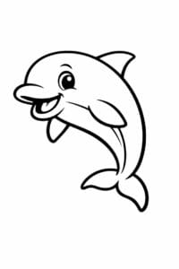 tegning af delfin i kraftige sorte konturer – bold outline