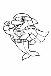 tegning af delfin som superhelt – superhero cartoon