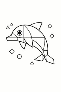 tegning af delfin i geometriske former – geometric art