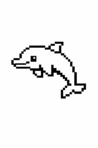 tegning af delfin i pixeleret stil – pixel art