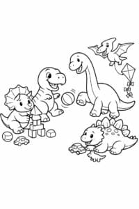 tegning af dinosaurer leger sammen – friendly cartoon tegning af dinosaurer leger sammen – friendly cartoon