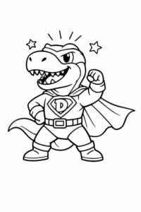 tegning af dinosaur som superhelt – superhero cartoon