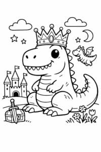 tegning af dinosaur med krone – fairy tale tegning af dinosaur med krone – fairy tale