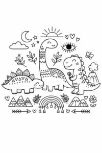 tegning af dinosaur i boho stil – boho illustration tegning af dinosaur i boho stil – boho illustration