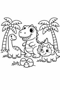 tegning af dinosaur og palmer – tropical cartoon tegning af dinosaur og palmer – tropical cartoon