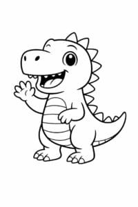 tegning af glad dinosaur vinker – simple cartoon tegning af glad dinosaur vinker – simple cartoon