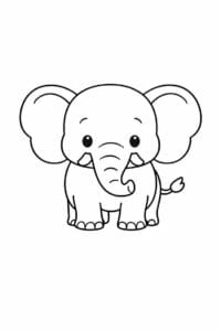 tegning af elefant i enkel stregtegning – simple line art