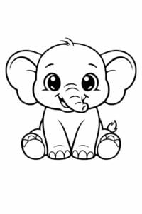 tegning af elefant med venligt smil – big eyes cartoon