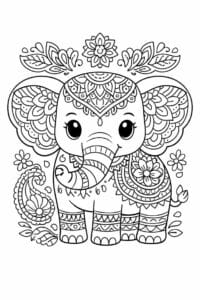 tegning af elefant i mandala mønster – mandala coloring
