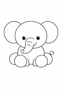 tegning af elefant lavet af runde former – soft shapes