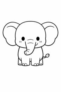 tegning af elefant i minimalistisk stil – minimalist cartoon