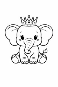 tegning af elefant med krone – fairy tale
