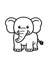 tegning af elefant i kraftige sorte streger – bold outline