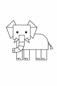 tegning af elefant i geometriske former – geometric art