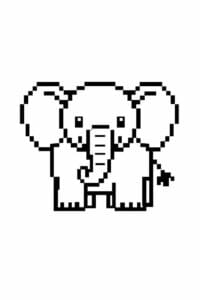 tegning af elefant i pixeleret stil – pixel art